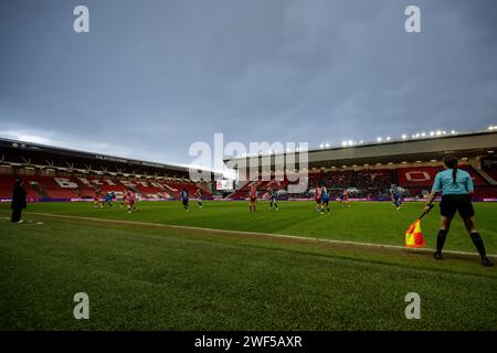 Bristol, Großbritannien. Januar 2024. Eine allgemeine Darstellung des Spiels während des Women's Super League-Spiels zwischen Bristol City Women und West Ham United Women am 28. Januar 2024 in Ashton Gate in Bristol. Dieses Bild darf nur für redaktionelle Zwecke verwendet werden. Nur redaktionelle Verwendung. Quelle: Ashley Crowden/Alamy Live News Stockfoto