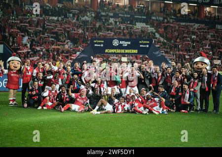 Leiria, Portugal. Januar 2024. Leiria, 27/2024 - Fußball, Finale Four Allianz CUP 2023/24: Das Leiria Municipal Stadium war Austragungsort des Finalspiels zwischen SC Braga und Estoril Praia. (Nuno Brites/Global Imagens) Credit: Atlantico Press/Alamy Live News Stockfoto