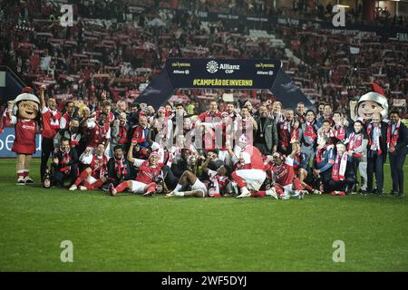 Leiria, Portugal. Januar 2024. Leiria, 27/2024 - Fußball, Finale Four Allianz CUP 2023/24: Das Leiria Municipal Stadium war Austragungsort des Finalspiels zwischen SC Braga und Estoril Praia. (Nuno Brites/Global Imagens) Credit: Atlantico Press/Alamy Live News Stockfoto