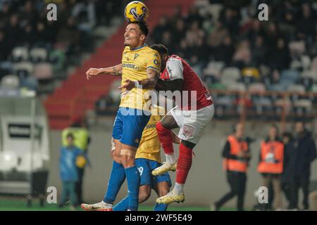 Leiria, Portugal. Januar 2024. Leiria, 27/2024 - Fußball, Finale Four Allianz CUP 2023/24: Das Leiria Municipal Stadium war Austragungsort des Finalspiels zwischen SC Braga und Estoril Praia. (Nuno Brites/Global Imagens) Credit: Atlantico Press/Alamy Live News Stockfoto