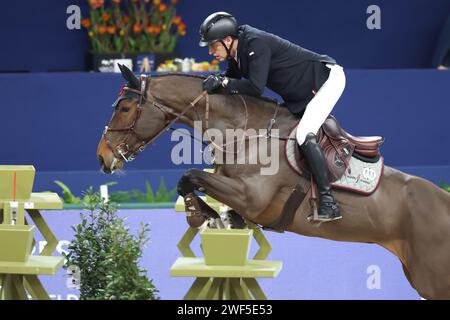 Amsterdam, Niederlande. Januar 2024. AMSTERDAM, NIEDERLANDE - 28. JANUAR: Marc Houtzager (NED) Klasse EB beim Springen Amsterdam 2024 Harry Wouters van den Oudenweijer Trophy in der Amsterdam RAI. Foto von Gerard Spaans/Orange-Pictures Credit: Orange Pics BV/Alamy Live News Stockfoto