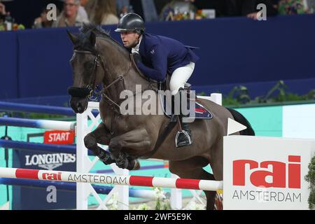 Amsterdam, Niederlande. Januar 2024. AMSTERDAM, NIEDERLANDE - 28. JANUAR: PIM Mulder (NED) Dunaghmore beim Springen Amsterdam 2024 Harry Wouters van den Oudenweijer Trophy in der Amsterdam RAI. Foto von Gerard Spaans/Orange-Pictures Credit: Orange Pics BV/Alamy Live News Stockfoto