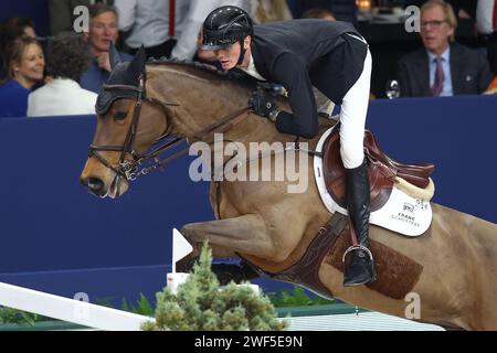 Amsterdam, Niederlande. Januar 2024. AMSTERDAM, NIEDERLANDE - 28. JANUAR: Frank Schuttert (NED) Gream beim Springen Amsterdam 2024 Harry Wouters van den Oudenweijer Trophy in der Amsterdam RAI. Foto von Gerard Spaans/Orange-Pictures) Credit: Orange Pics BV/Alamy Live News Stockfoto