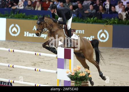 Amsterdam, Niederlande. Januar 2024. AMSTERDAM, NIEDERLANDE - 28. JANUAR: Frank Schuttert (NED) Gream beim Springen Amsterdam 2024 Harry Wouters van den Oudenweijer Trophy in der Amsterdam RAI. Foto von Gerard Spaans/Orange-Pictures) Credit: Orange Pics BV/Alamy Live News Stockfoto