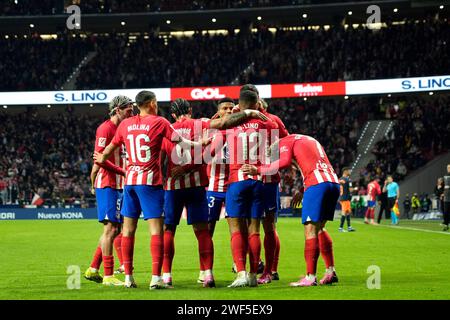 Madrid, Spanien. Januar 2024. Während des Liga-Spiels zwischen Atletico de Madrid und Valencia spielte CF am 28. Januar im Civitas Metropolitano Stadium in Madrid. (Foto: Cesar Cebolla/PRESSINPHOTO) Credit: PRESSINPHOTO SPORTS AGENCY/Alamy Live News Stockfoto