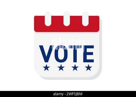 Symbol für die Erinnerung an die Wahlen. Abreißkalender mit amerikanischem Sternsymbol. Stock Vektor