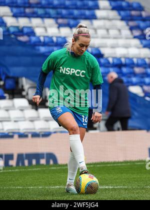 Birmingham, Großbritannien. Januar 2024. Birmingham, England, 28. Januar 2024: Lily Agg (12 Birmingham) während der Aufwärmphase des Fußballspiels der FA Womens Championship zwischen Birmingham City und London City Lionesses in St Andrews in Birmingham, England (Natalie Mincher/SPP) Credit: SPP Sport Press Photo. /Alamy Live News Stockfoto