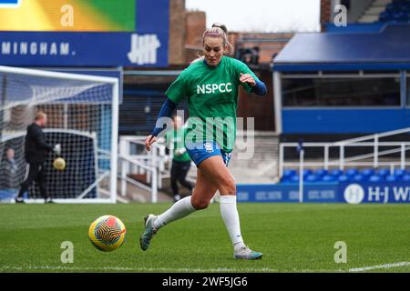 Birmingham, Großbritannien. Januar 2024. Birmingham, England, 28. Januar 2024: Lily Agg (12 Birmingham) während der Aufwärmphase des Fußballspiels der FA Womens Championship zwischen Birmingham City und London City Lionesses in St Andrews in Birmingham, England (Natalie Mincher/SPP) Credit: SPP Sport Press Photo. /Alamy Live News Stockfoto