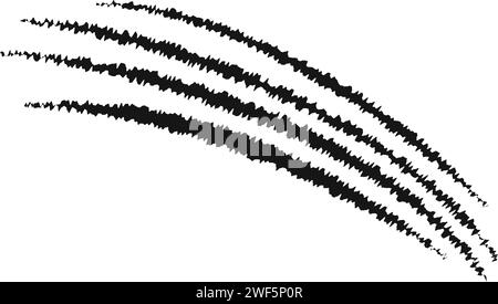 Kratzspuren. Tiger, Bär, Wolf, Panther, Drache, Dinosaurier, Monster, Werwolfklauen Spuren isoliert auf weißem Hintergrund. Furchteinflößende Narbe. Wilde Tiere kratzen die Spur. Vektorgrafik Stock Vektor