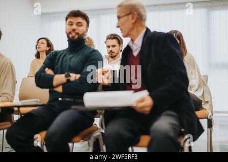 Verschiedene Gruppen von Geschäftsleuten, die an einem Business Workshop teilnehmen. Stockfoto