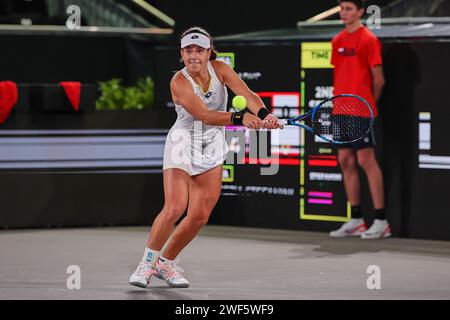 Linz, Oberösterreich, Österreich. Januar 2024. Lucrezia Stefanini (ITA) in Aktion während der Oberösterreich Damen Linz - Damen Tennis, WTA500 (Credit Image: © Mathias Schulz/ZUMA Press Wire) NUR REDAKTIONELLE VERWENDUNG! Nicht für kommerzielle ZWECKE! Stockfoto