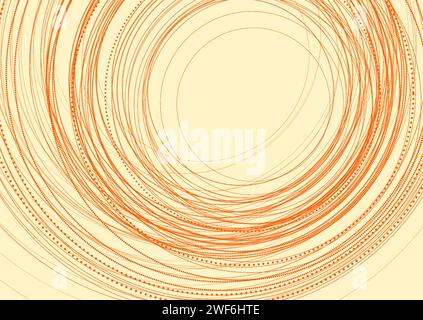 Leuchtend orangefarbener geometrischer Hintergrund mit linearen Kreisen. Technisches minimales Vektordesign Stock Vektor