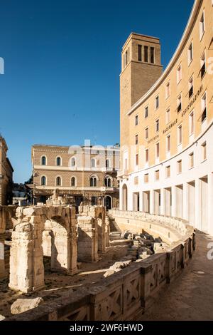 Anfiteatro Romano oder römisches Amphitheater in Lecce, Salento, Apulien, Italien Stockfoto