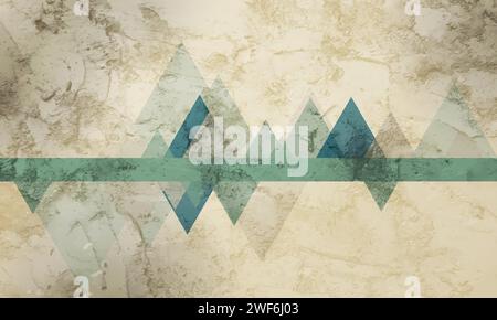 Grunge Retro-Tech-Hintergrund mit geometrischen Dreiecken. Abstraktes Vektorgrafik-Design Stock Vektor