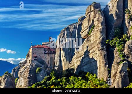 Anapafsas (St. Nikolaus) Kloster, Meteora, Trikala, Thessalien, Griechenland. Die Region Meteora wurde von der UNESCO zum Weltkulturerbe erklärt. Stockfoto