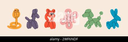 Verschiedene Ballontiere Sammlung Stock Vektor