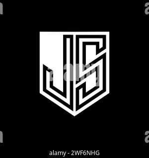 JS Letter Logo Monogramm Schild geometrische Linie innerhalb der Abschirmung Design Vorlage Stockfoto