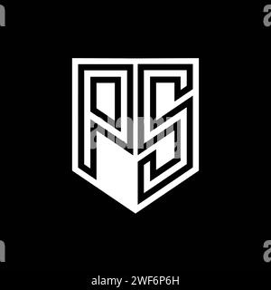 PS Letter Logo-Monogramm-Abschirmung geometrische Linie innerhalb der Abschirmung Design-Vorlage Stockfoto