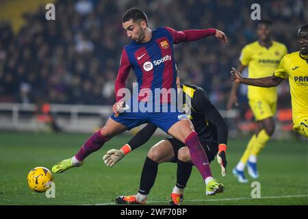 Barcelona, Spanien. Januar 2024. Spanien La Liga Fußballspiel FC Barcelona gegen Villarreal im Estadio Olímpico de Montjuic in Barcelona, 27. Januar 2024 Ferran Torres 900/Cordon PRESS Credit: CORDON PRESS/Alamy Live News Stockfoto