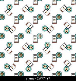 Smartphone mit künstlicher Intelligenz Sprachblasen-Vektor-KI-Konzept Farbiges nahtloses Muster Stock Vektor