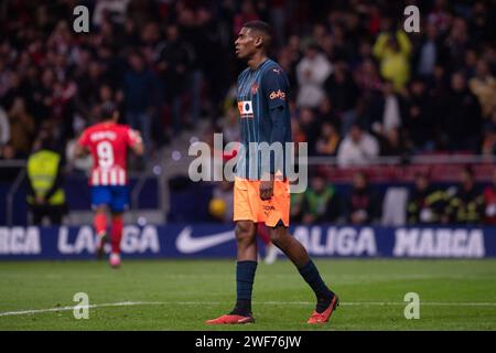 Madrid, Spanien. Januar 2024. Spanien La Liga Fußballspiel Atletico de Madrid gegen Valencia im Civitas Metropolitano Stadion in Madrid, 28. Januar 2024 900/Cordon PRESS Credit: CORDON PRESS/Alamy Live News Stockfoto