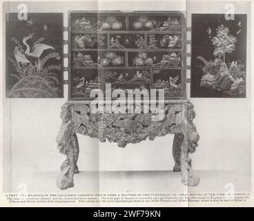 Der Möbelsammler : alte englische Möbel aus dem XVII & XVIII Jahrhunderte. Veröffentlicht im Herbert Jenkins Buch eine Einführung in die Studie der englischen Stile des 17. Und 18. Jahrhunderts von Edward W. Gregory mit 55 Illustrationen typischer Möbelstücke aus öffentlichen und privaten Sammlungen. Ein sehr schönes Beispiel für die lackierten Schränke, die ein Merkmal der Einrichtung eines großen Hauses in der Zeit Karls II. Waren Der Ständer ist geschnitzt und silber, der Schrank hat Messingbefestigungen. (...) Im Zimmer 55 des Victoria and Albert Museum, South Kensington Stockfoto