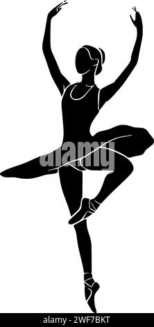 Tanz Illustration Ballett Silhouette Ballerina Logo Kunst Icon Tänzer Umriss Performance Kleid Frau schöne Mode Balance Bewegung Mädchen springen Form anmutige Modell Choreographie Stock Vektor