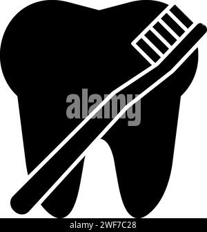 Dental Illustration Hygiene Silhouette Pflege Logo Zähne Icon Badezimmer Umriss Gesundheit Bürste glückliche Zahnbürste Morgen Haus gesunde Zahnmundform Lächeln Routine Reinigung Stock Vektor