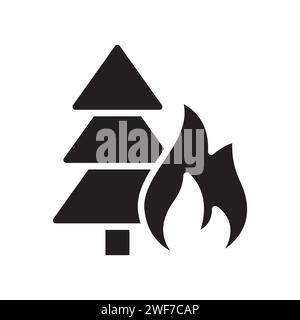 Glyphen-Vektor-Symbol Feuer im Wald Stock Vektor
