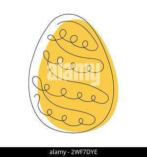 Farbiges Osterei mit einem Muster. Durchgehende einzeilige Zeichnung. Isoliert auf weißem Hintergrund. Minimalistisch. Konstruktionselement. Perfekt für Icon, Logo, Druck, Osterdekoration, Malbuch, Grußkarte Stock Vektor