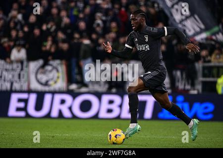 Torino, Italien. Januar 2024. Foto Marco Alpozzi/LaPresse 27 Gennaio 2024 - Turin, Italien - Sport - Juventus vs Empoli - Campionato italiano di calcio Serie A TIM 2023/2024 - Allianz Stadium. Nella Foto: Samuel Iling Junior (Juventus FC); 27. Januar 2024 Turin, Italien – Sport Soccer – Juventus vs Empoli – italienische Fußball-Meisterschaft Liga A TIM 2023/2024 – Allianz Stadium im Bild: Samuel Iling Junior (Juventus FC); Credit: LaPresse/Alamy Live News Stockfoto