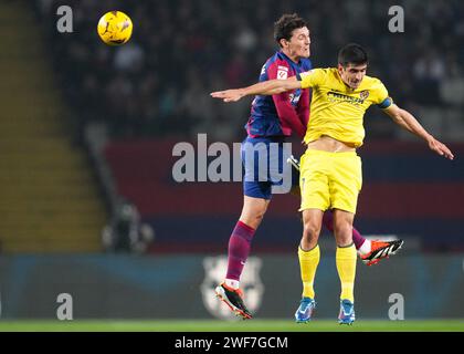 Barcelona, Spanien. Januar 2024. Während des Spiels La Liga EA Sports zwischen dem FC Barcelona und Villarreal CF spielte der FC Barcelona am 27. Januar 2024 im Lluis Companys Stadium in Barcelona, Spanien. (Foto: Alex Carreras/Imago) Credit: PRESSINPHOTO SPORTS AGENCY/Alamy Live News Stockfoto