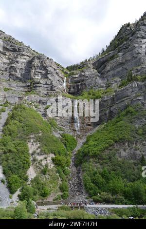 Bridal Veil Falls in Utah Stockfoto