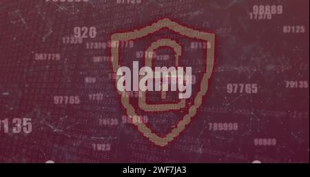 Bild von Zahlenänderungen und Datenverarbeitung mit digitalem Online-Sicherheitsschloss Stockfoto