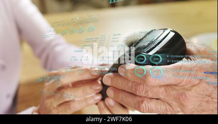 Bild der Verarbeitung von Finanzdaten über Zahlungsterminal Stockfoto