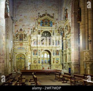 Altaraufsatz für Santa Librada. Kathedrale Von Sigüenza. Guadalajara, Castilla la Mancha, Spanien. Stockfoto