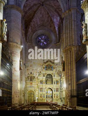Altaraufsatz für Santa Librada. Kathedrale Von Sigüenza. Guadalajara, Castilla la Mancha, Spanien. Stockfoto
