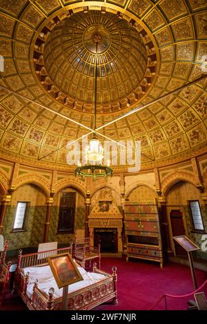 Wales, Glamorgan, Tongwynlais, Castell Coch, Lady Butes Schlafzimmer Stockfoto