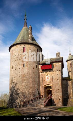 Wales, Glamorgan, Tongwynlais, Castell Coch Eingang Stockfoto