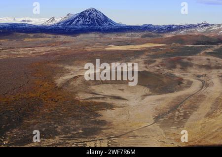 Landschaft vom Vulkankrater Hverfjall, Lake Myvatn, Nordisland Stockfoto