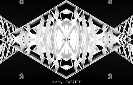 Eine Fotoshop-Komposition in Schwarz-weiß über ein Gebäude, die eine neue Struktur und interessante Komposition schafft Stockfoto