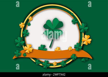 Illustration zum Thema schöne Form Banner im Stil Papierschnitt für Feiertag patricks Day, dekorativer Papierschnitt bestehend aus vielen Design-Ele Stock Vektor