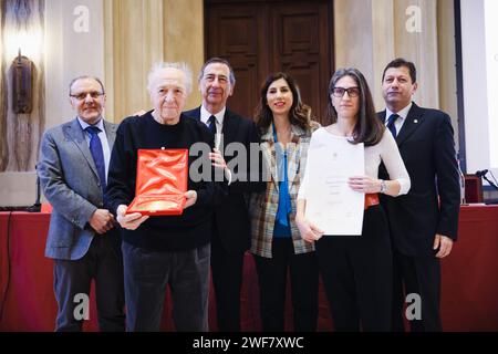 Mailand, Italien. Januar 2024. Foto Alessandro Bremec/LaPresse29-01-2024 Milano, Italia - Cronaca - La Cerimonia di riconoscimento delle botteghe storiche a Palazzo Marino a Milano. Nella Foto: Civelli 29. Januar 2024 Milano Italien - Nachrichten - die Anerkennungszeremonie der historischen Werkstätten im Palazzo Marino in Mailand. Auf dem Foto: Ein Moment der Zeremonie Credit: LaPresse/Alamy Live News Stockfoto