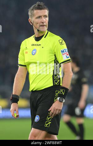 Rom, Italien. Januar 2024. Daniele Orsato Schiedsrichter während des Serie A Spiels zwischen SS Lazio und SSC Napoli im Olimpic Stadium am 28. Januar 2024 in Roma, italien Endpunktzahl 0-0 (Credit Image: © Agostino Gemito/Pacific Press via ZUMA Press Wire) NUR REDAKTIONELLE VERWENDUNG! Nicht für kommerzielle ZWECKE! Stockfoto