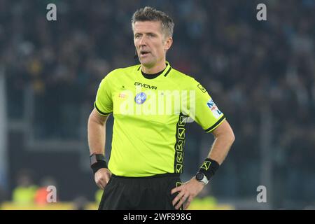 Rom, Italien. Januar 2024. Daniele Orsato Schiedsrichter während des Serie A Spiels zwischen SS Lazio und SSC Napoli im Olimpic Stadium am 28. Januar 2024 in Roma, italien Endpunktzahl 0-0 (Credit Image: © Agostino Gemito/Pacific Press via ZUMA Press Wire) NUR REDAKTIONELLE VERWENDUNG! Nicht für kommerzielle ZWECKE! Stockfoto