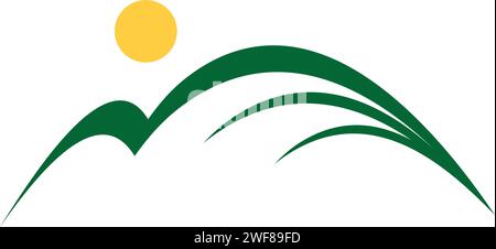 Landschaft Berg und Sonne Logo Vektor Stock Vektor