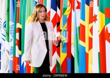 Roma, Italien. Januar 2024. Italien-Afrika. Eine Brücke für gemeinsames Wachstum“ im Bild Giorgia Meloni Credit: LaPresse/Alamy Live News Stockfoto