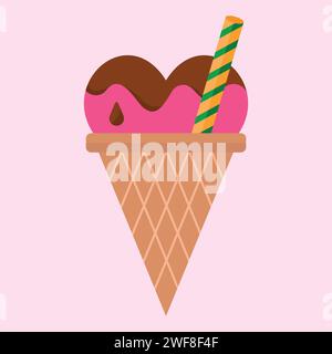 Pinkfarbene Eiscreme-Vektor-Illustration Symbol Stock Vektor
