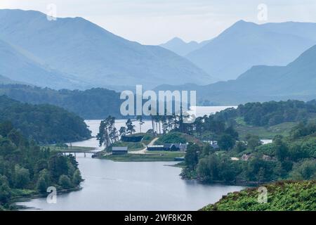 Glen Affric Aussichtspunkt Panorama auf den Highlands, Schottland, Großbritannien Stockfoto