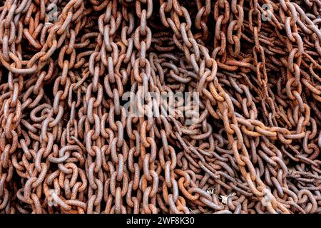 Nahaufnahme von rostigen Ketten. Bild von Shaun Fellows / Alamy Stockfoto